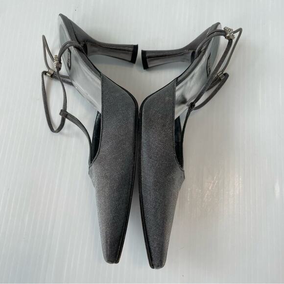 Stuart Weitzman t-strap pointy toe pumps heels silver embellished strap size 6.5 - Picture 6 of 10